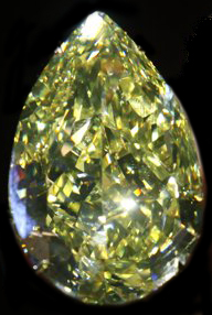 A 110 carat yellow diamond named the ‘Cora Sun-Drop’ and was offered for sale at an auction on November 15, 2011 by Sotheby’s Magnificent Jewels in Geneva, Switzerland